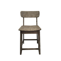 Curved Seat Wooden Frame Counter Stool with Cut Out Backrest, Gray - BM183426