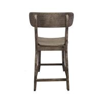 Curved Seat Wooden Frame Counter Stool with Cut Out Backrest, Gray - BM183426