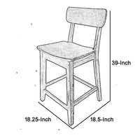 Curved Seat Wooden Frame Counter Stool with Cut Out Backrest, Gray - BM183426