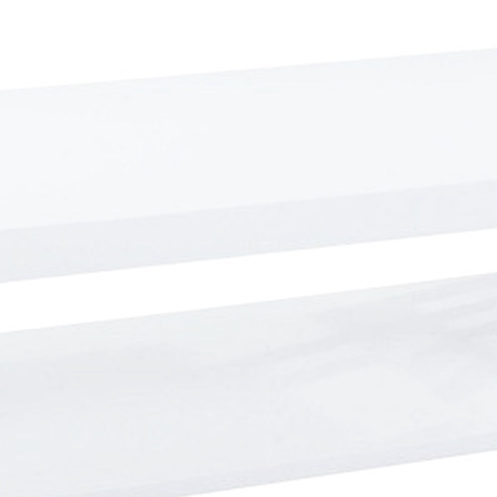 Contemporary Wooden Coffee End Table With Designer Sides & Shelf, Glossy White