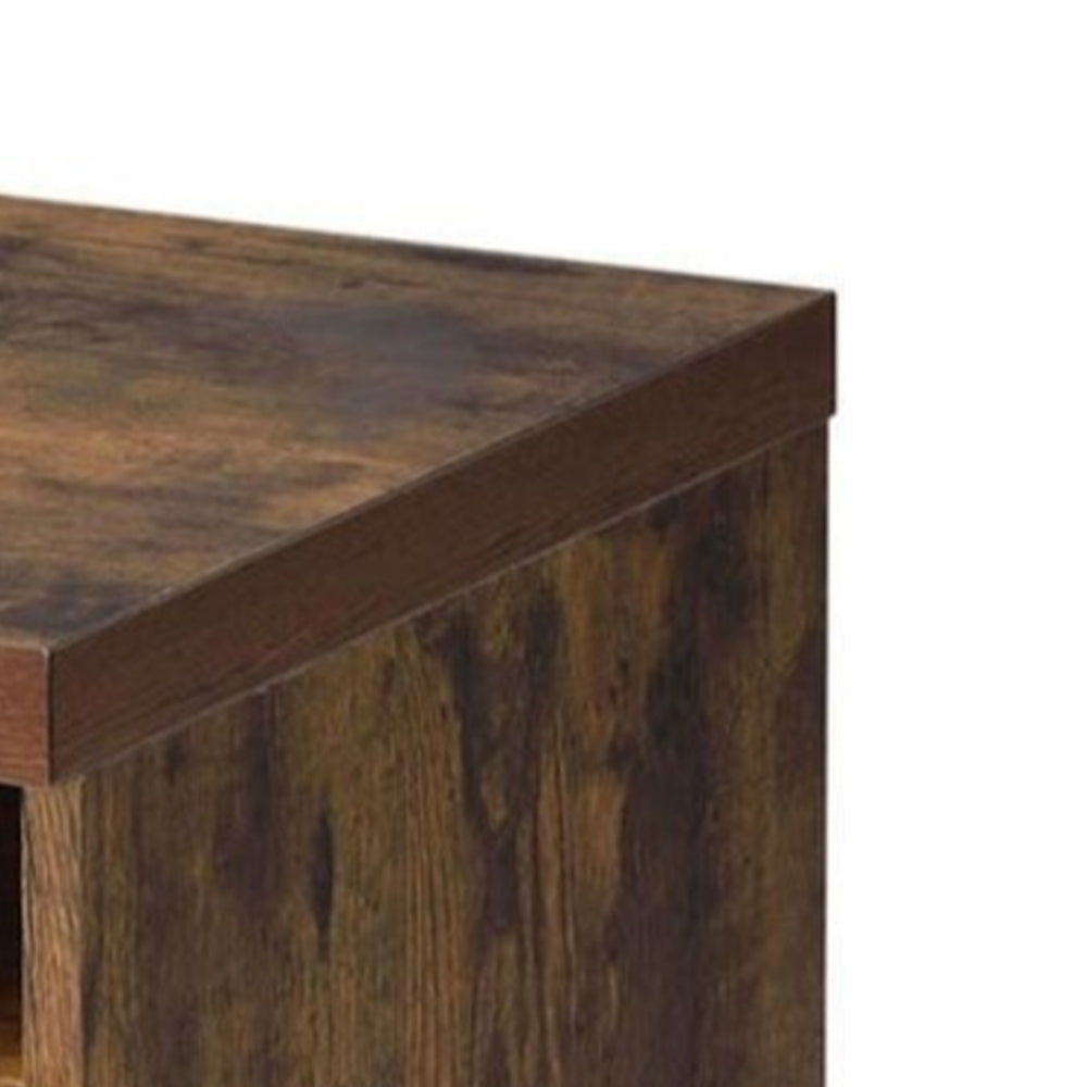 Wooden File Cabinet With Open Compartment And Drawer, Oak Brown And Black - BM185353