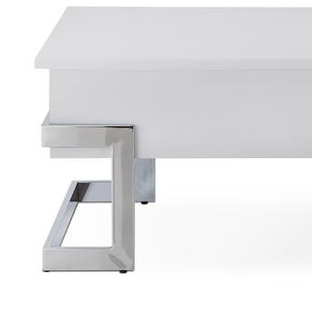 BM185788 Wooden Coffee Table With Lift Top Storage Space, White