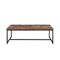 BM186264 Metal Framed Coffee Table with Wooden Top, Weathered Oak Brown and Black