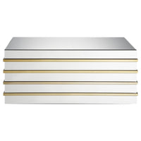Rectangular Metal and Mirror Coffee Table, Silver and Gold - BM186939