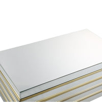 Rectangular Metal and Mirror Coffee Table, Silver and Gold - BM186939