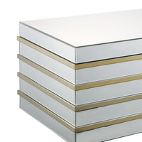 Rectangular Metal and Mirror Coffee Table, Silver and Gold - BM186939