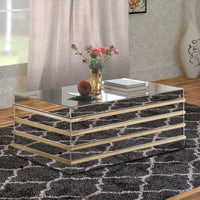 Rectangular Metal and Mirror Coffee Table, Silver and Gold - BM186939