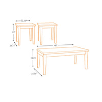 Faux Marble Top Table Set with Tapered Wooden Legs, Set of Three, Black and Gray - BM190138