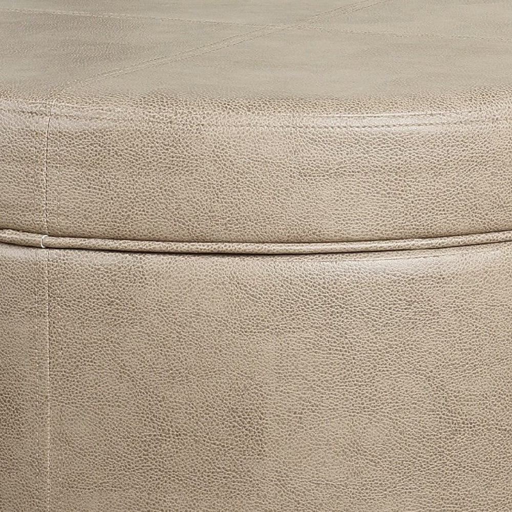 BM194118 - Faux Leather Upholstered Wooden Ottoman with Lift Off Lid Storage, Brown