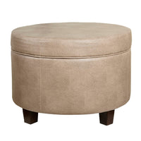 BM194118 - Faux Leather Upholstered Wooden Ottoman with Lift Off Lid Storage, Brown