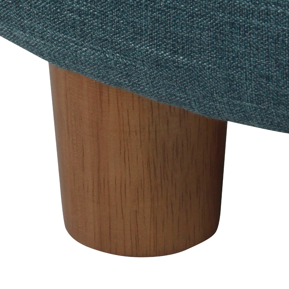 BM194123 - Fabric Upholstered Wooden Ottoman with Lift Off Lid Storage, Teal Blue
