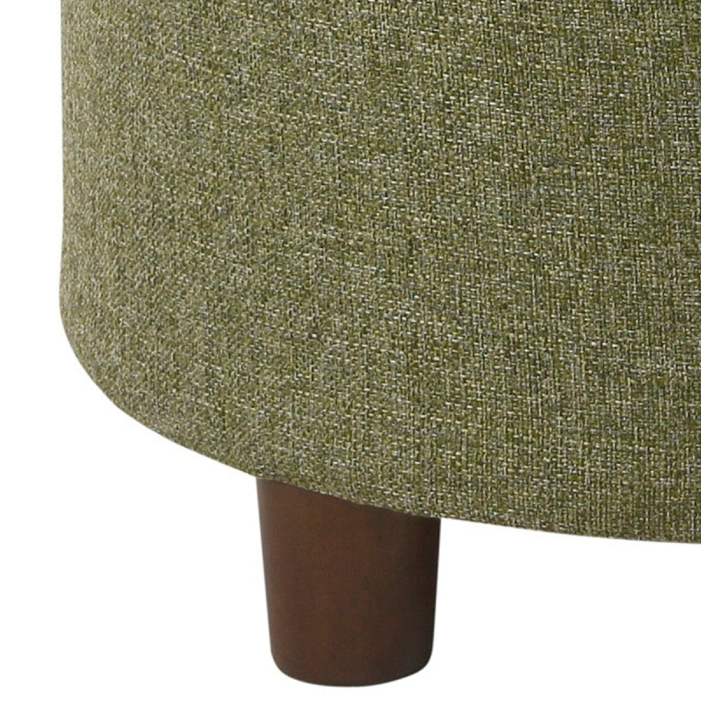 BM194125 - Fabric Upholstered Round Wooden Ottoman with Lift Off Lid Storage, Green