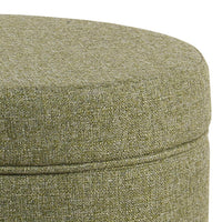 BM194125 - Fabric Upholstered Round Wooden Ottoman with Lift Off Lid Storage, Green