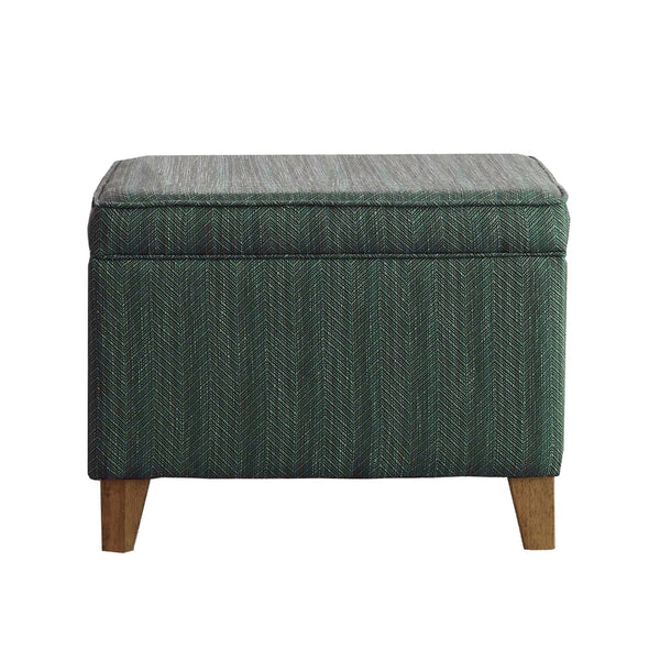 BM194131 - Rectangular Fabric Upholstered Wooden Ottoman with Lift Top Storage, Green