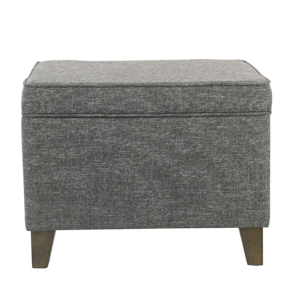 BM194133 - Rectangular Fabric Upholstered Wooden Ottoman with Lift Top Storage, Gray