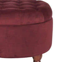 BM194134 - Velvet Upholstered Wooden Ottoman with Tufted Lift Off Lid Storage, Red