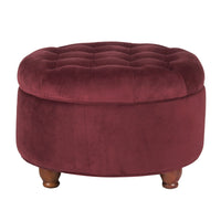 BM194134 - Velvet Upholstered Wooden Ottoman with Tufted Lift Off Lid Storage, Red