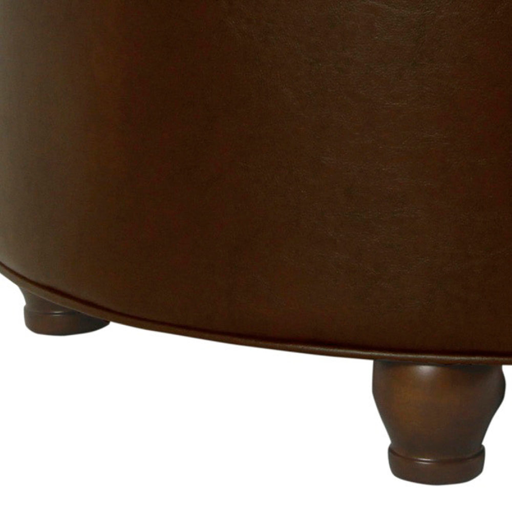 BM194135 - Leatherette Upholstered Wooden Ottoman with Tufted Lift Off Lid Storage, Brown