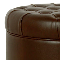 BM194135 - Leatherette Upholstered Wooden Ottoman with Tufted Lift Off Lid Storage, Brown