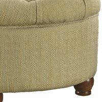 BM194137 - Fabric Upholstered Wooden Ottoman with Tufted Lift Off Lid Storage, Beige and Brown