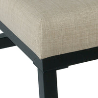 BM195206 - Open Back Metal Counter Stool with Fabric Upholstered Padded Seat, Beige and Black