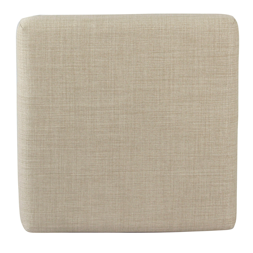 BM195206 - Open Back Metal Counter Stool with Fabric Upholstered Padded Seat, Beige and Black