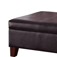 Leatherette Upholstered Wooden Ottoman With Hinged Storage, Brown, Large - BM195755