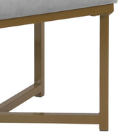 BM196049 - Metal Framed Ottoman with Button Tufted Velvet Upholstered Seat, Light Gray and Gold