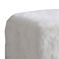 BM196074 - Faux Fur Upholstered Wooden Ottoman in Cube Shape, White
