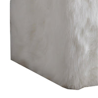 BM196074 - Faux Fur Upholstered Wooden Ottoman in Cube Shape, White