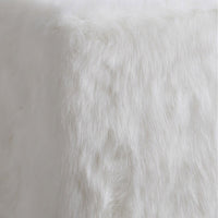 BM196074 - Faux Fur Upholstered Wooden Ottoman in Cube Shape, White
