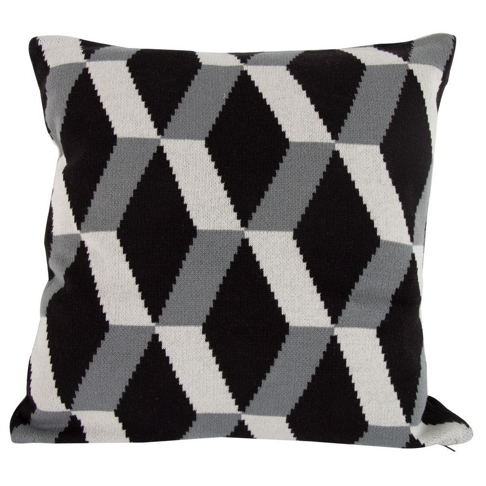 20 x 20 Inch Cashmere Pillow with Zig Zag Pattern, Set of 2, Black and Gray - BM203517 By Casagear Home