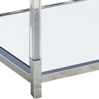 Glass Top Metal Coffee Table with Open Bottom Shelf, Silver and Clear - BM203952