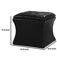 Leatherette Button Tufted Square Storage Ottoman with Seating, Black - BM204193