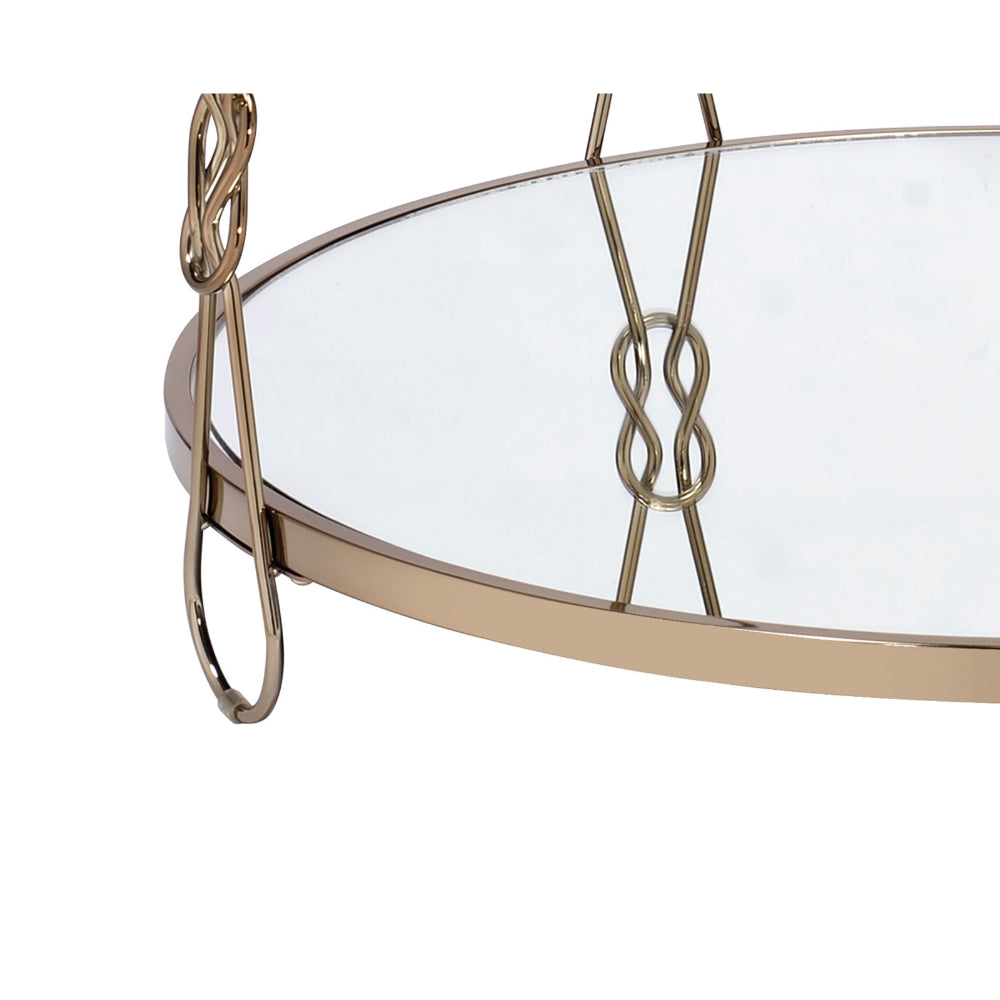 Metal Coffee Table with Glass Top and 1 Bottom Shelf,Gold and Clear - BM204503