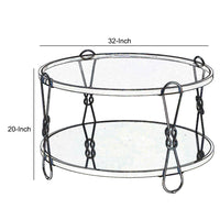 Metal Coffee Table with Glass Top and 1 Bottom Shelf,Gold and Clear - BM204503