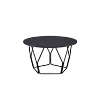 Industrial Round Top Wooden Coffee Table with Geometric Base, Black - BM204505