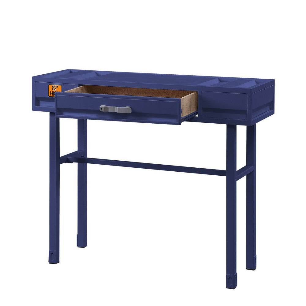 Industrial Style Metal and Wood 1 Drawer Vanity Desk, Blue - BM204624