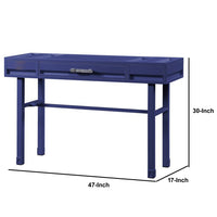 Industrial Style Metal and Wood 1 Drawer Vanity Desk, Blue - BM204624