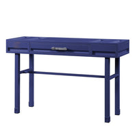 Industrial Style Metal and Wood 1 Drawer Vanity Desk, Blue - BM204624