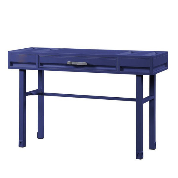 Industrial Style Metal and Wood 1 Drawer Vanity Desk, Blue - BM204624