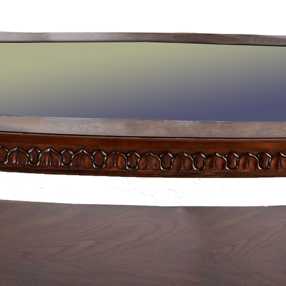 Traditional Coffee Table with Cabriole Legs and Wooden Carving, Brown - BM205329