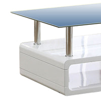 Contemporary Coffee Table with Multi Level Curled Open Shelf, White - BM205333