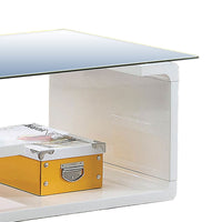 Contemporary Coffee Table with Multi Level Curled Open Shelf, White - BM205333
