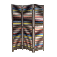 3 Panel Modern Style Foldable Wooden Shutter Screen, Multicolor - BM205388