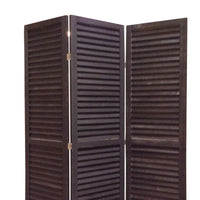 3 Panel Foldable Wooden Shutter Screen with Straight Legs, Black - BM205392