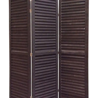 3 Panel Foldable Wooden Shutter Screen with Straight Legs, Black - BM205392
