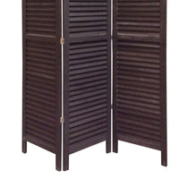 3 Panel Foldable Wooden Shutter Screen with Straight Legs, Black - BM205392