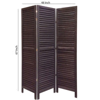 3 Panel Foldable Wooden Shutter Screen with Straight Legs, Black - BM205392