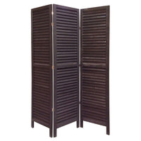 3 Panel Foldable Wooden Shutter Screen with Straight Legs, Black - BM205392